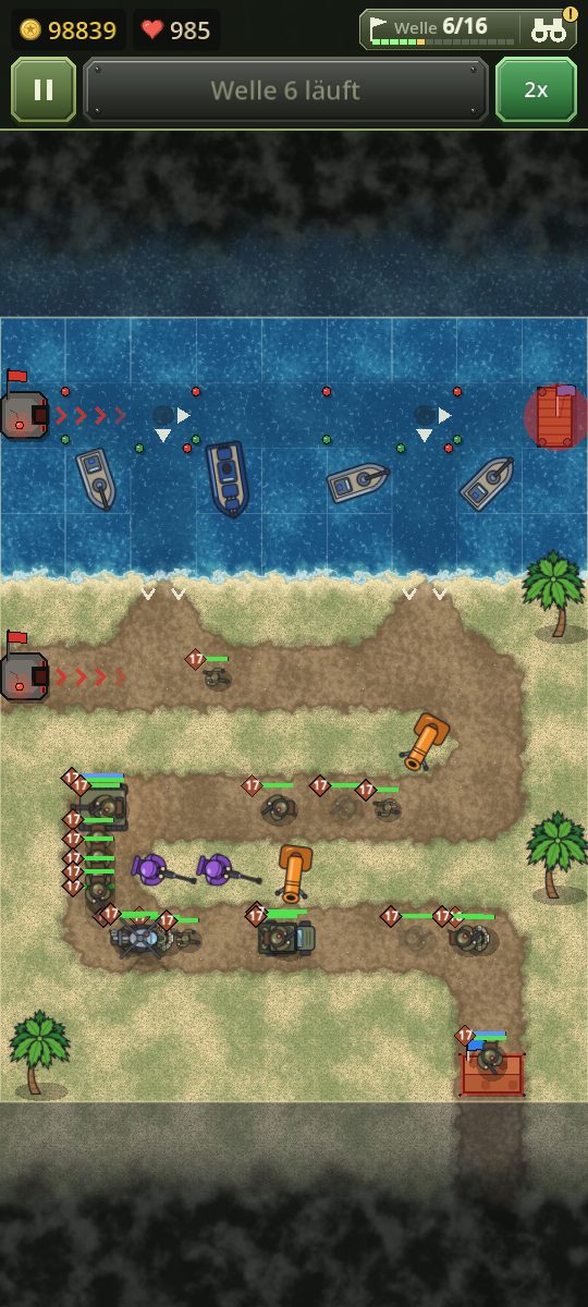 Gefecht am Landungsstrand, Welle 6: Landungsboote auf dem Wasser und Infanterie am Strand